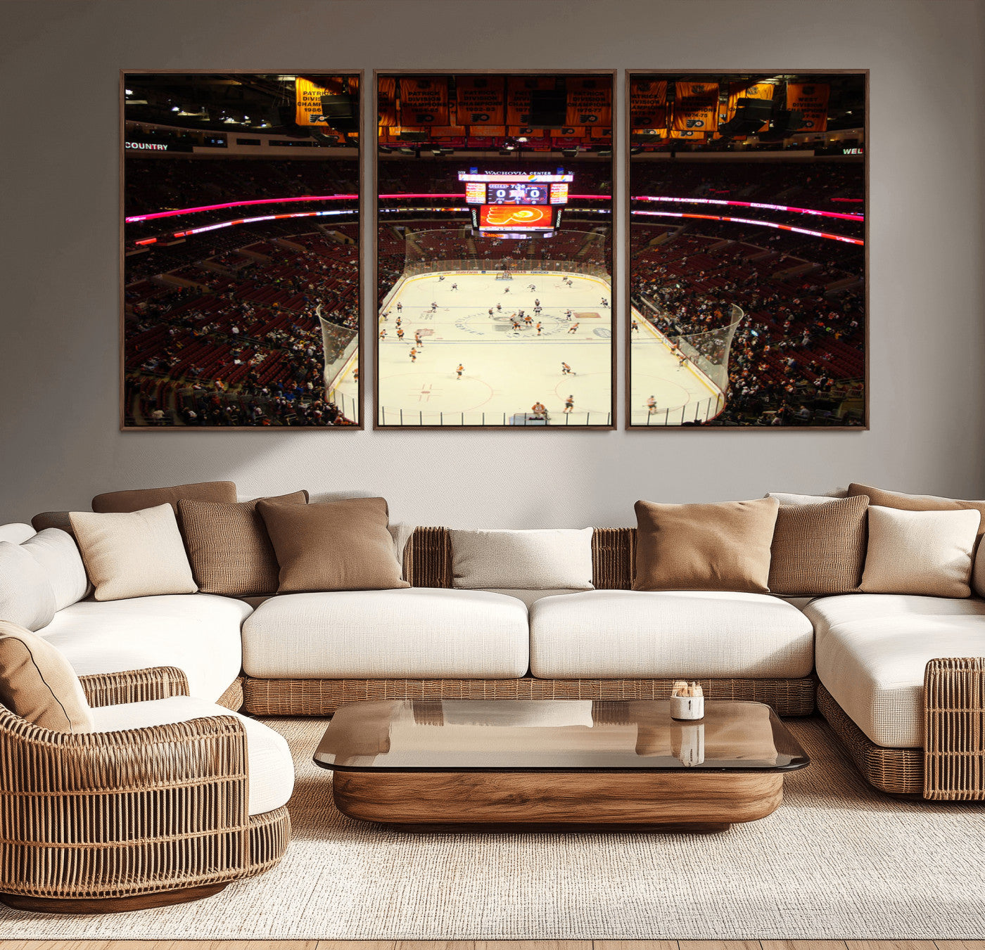 MGV-FC-60X30-3P - Wachovia Center Priort of Lyers Game Ice Hockey Stadium Canvas Print, Lyers Game Ice Hockey Stadium