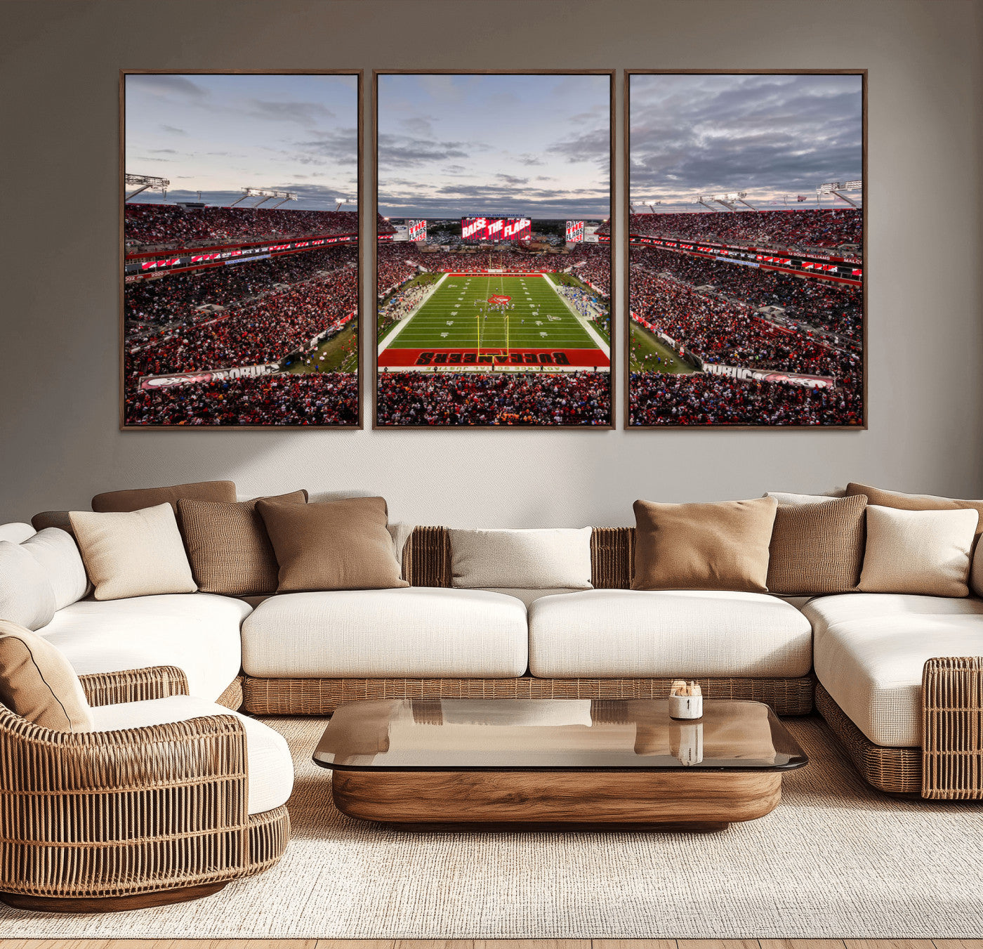 MGV-FC-60X30-3P - Florida Tampa Raymond James Stadium Wall Art Canvas Print - NFL Football Stadium Print Canvas