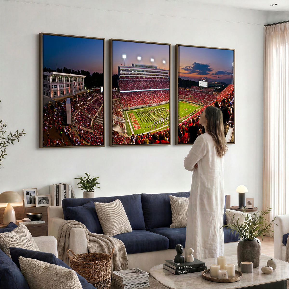 87655-MGV-CV-36X24 - NC State Wolfpack Football Team Print - Raleigh Carter-Finley Stadium Wall Art Canvas Print