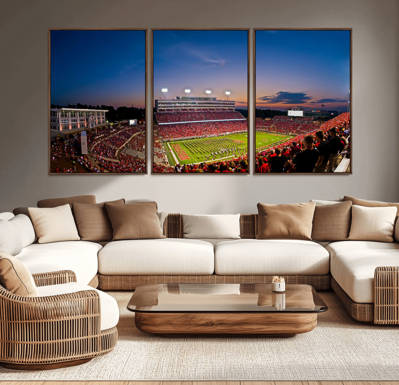 MGV-FC-60X30-3P - NC State Wolfpack Football Team Print - Raleigh Carter-Finley Stadium Wall Art Canvas Print