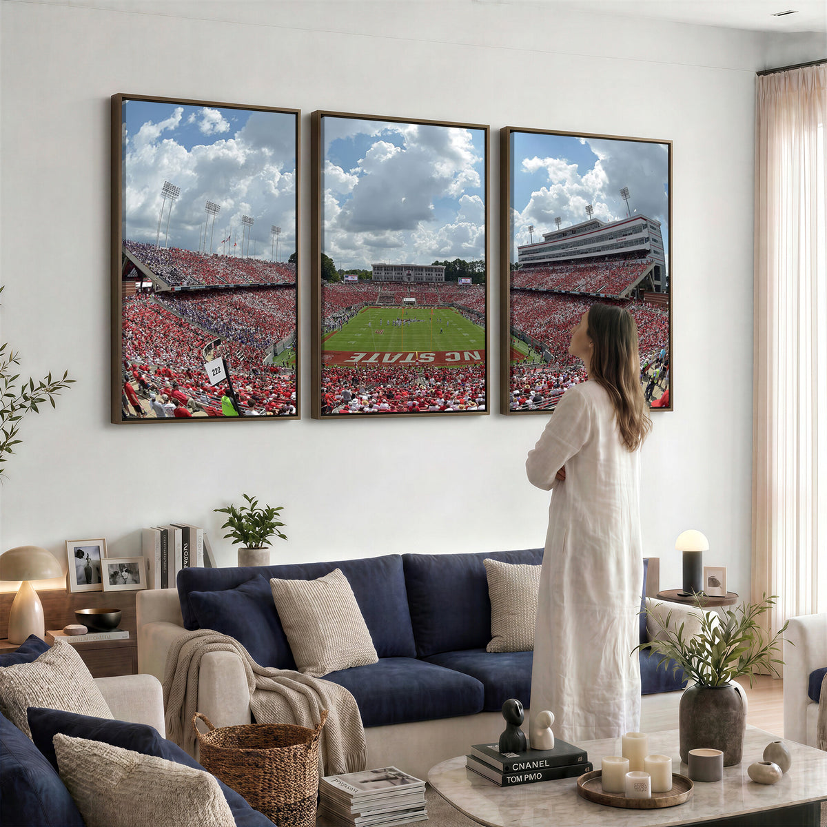 30640-MGV-CV-36X24 - NC State Wolfpack Football Team Print Canvas- Raleigh Carter-Finley Stadium Wall Art Canvas Print