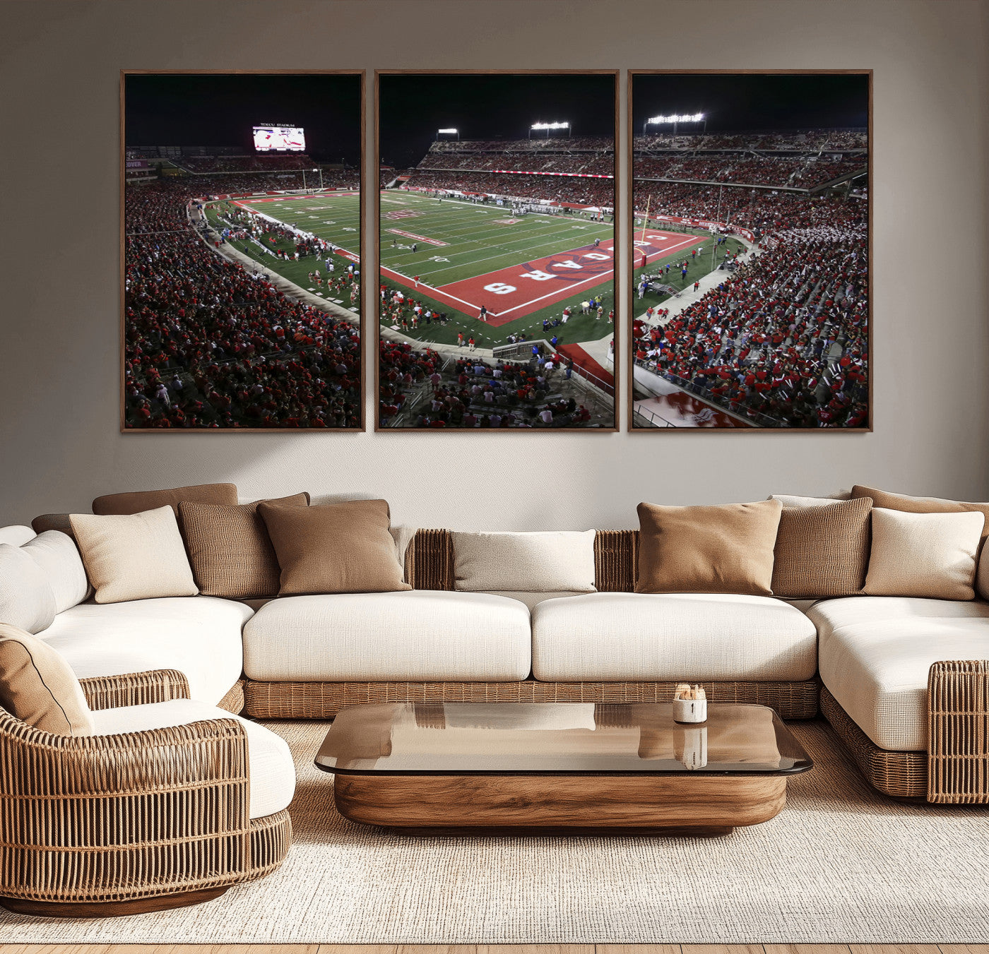 MGV-FC-60X30-3P - Houston Cougars Football Team Print - Houston TDECU Stadium Wall Art Canvas Print
