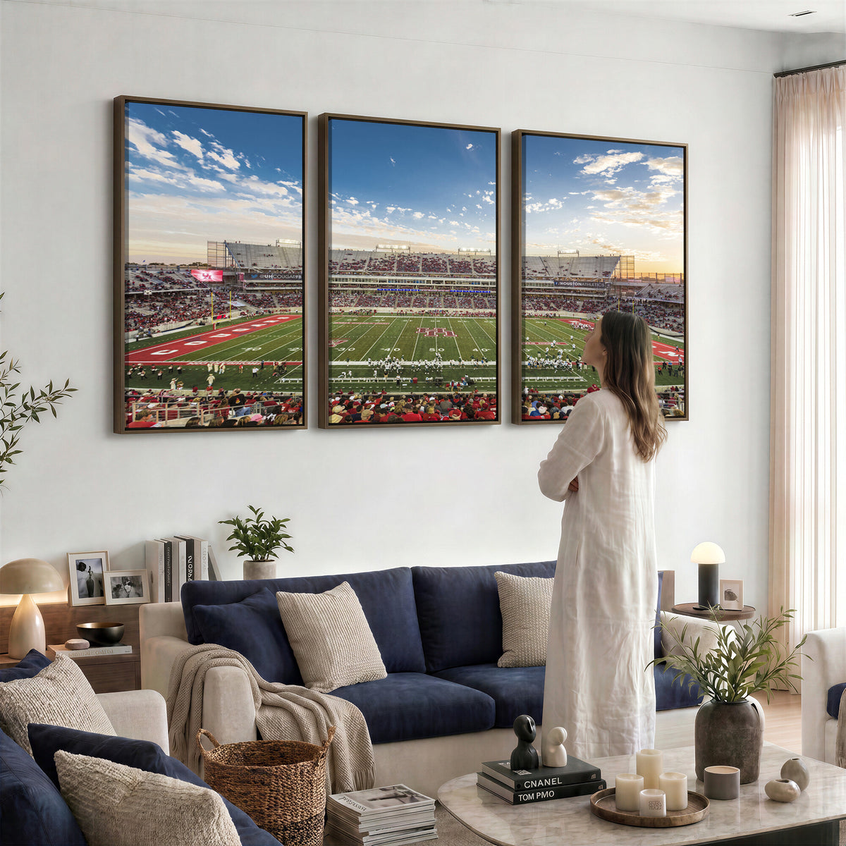 36612-MGV-CV-36X24 - Framed Houston Cougars Football Team Print - Houston TDECU Stadium Wall Art Canvas Print