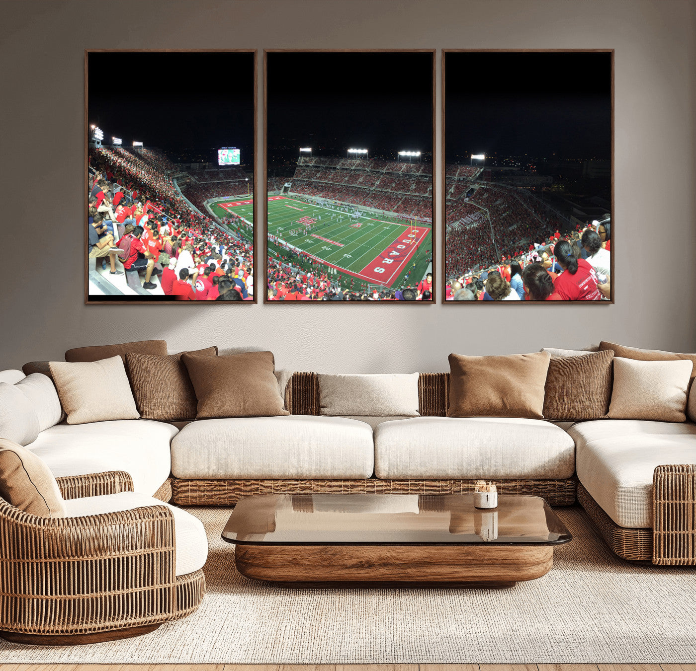 MGV-FC-60X30-3P - Houston Cougars Football Team Print - Houston TDECU Stadium Wall Art Canvas Print