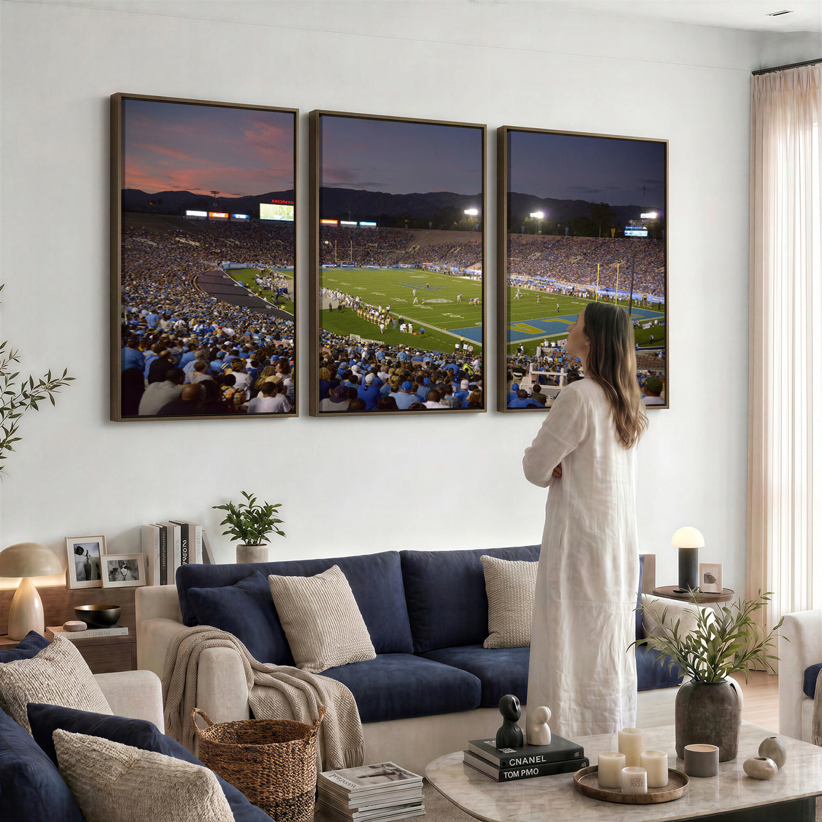 90359-MGV-CV-36X24 - UCLA Bruins Football Team Print - Pasadena Rose Bowl Stadium Wall Art Canvas Print