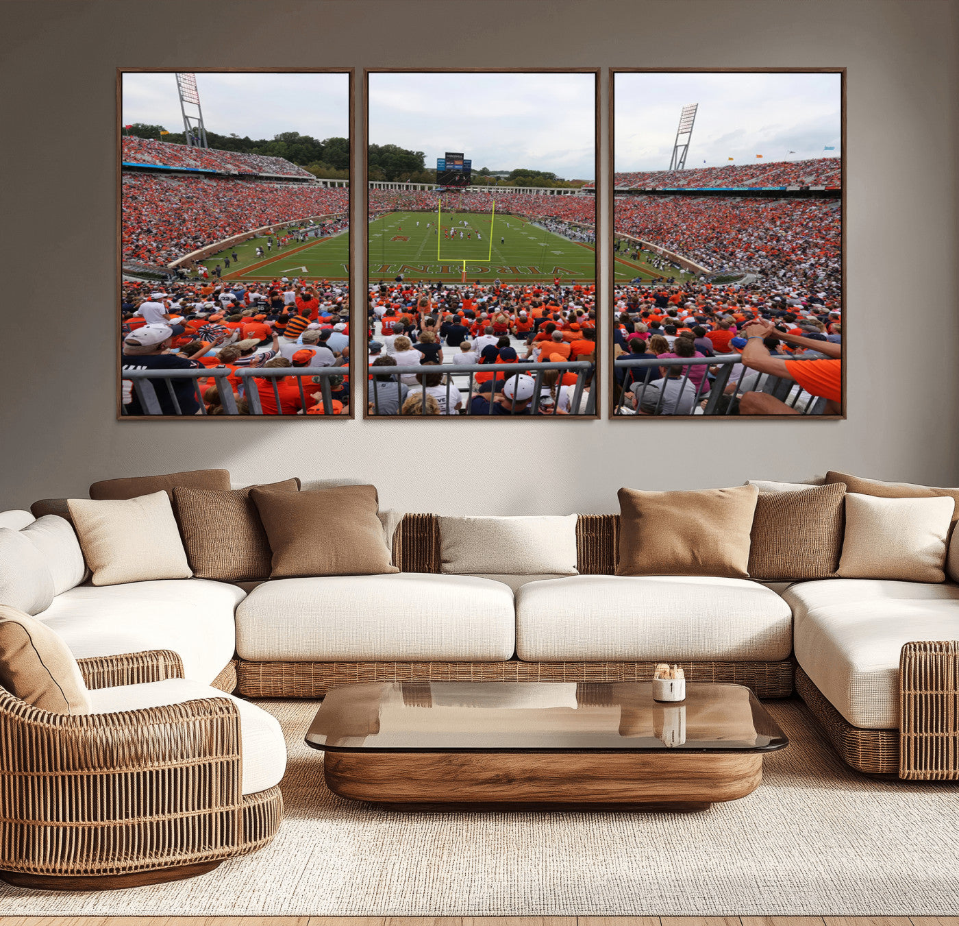 63606-MGV-CV-80X40-5P-Virginia Cavaliers Football Team Print - Charlottesville Scott Stadium Print Wall Art Canvas