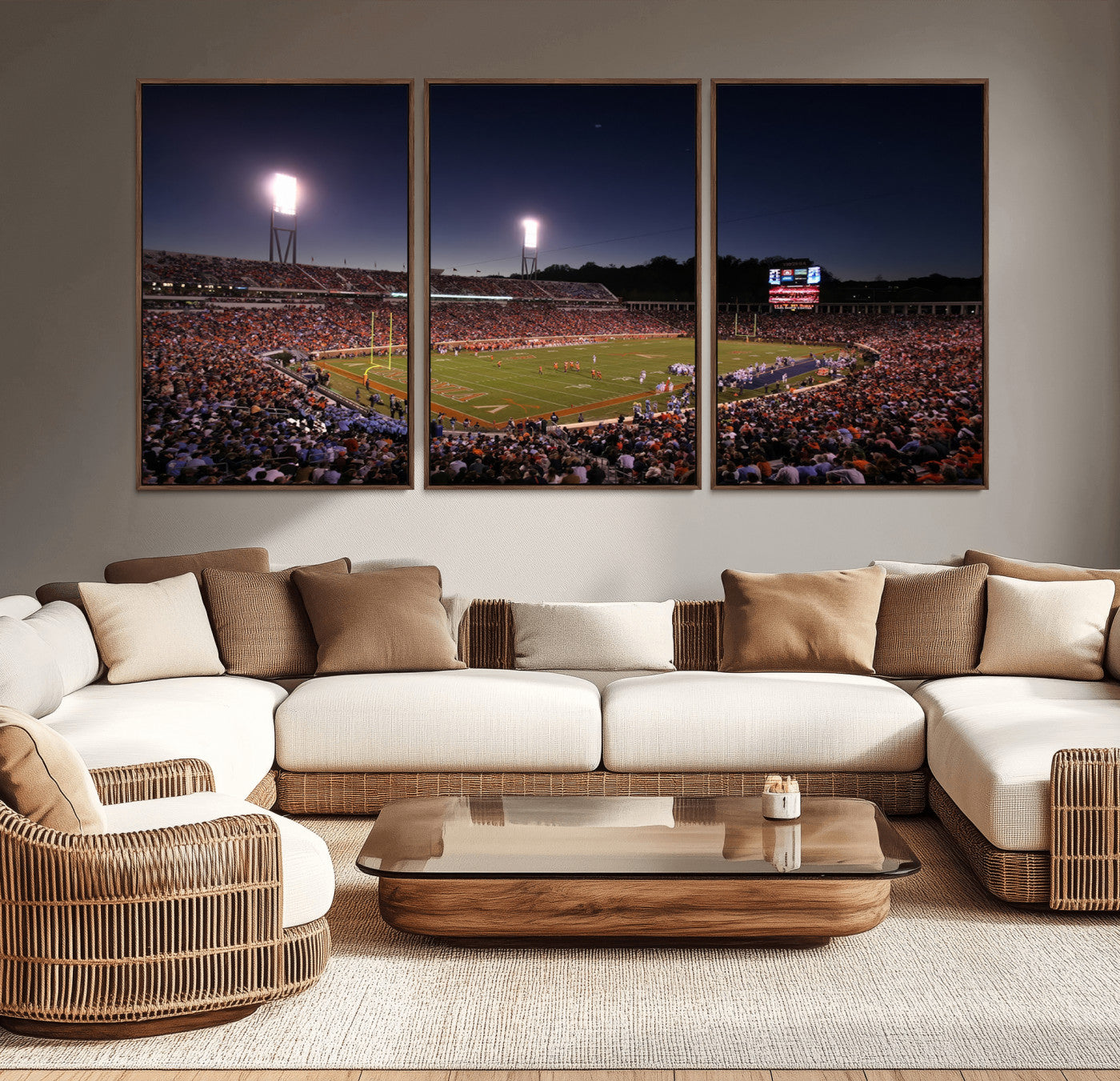 MGV-FC-60X30-3P - Virginia Cavaliers Football Team Print - Charlottesville Scott Stadium Canvas Print Wall Art