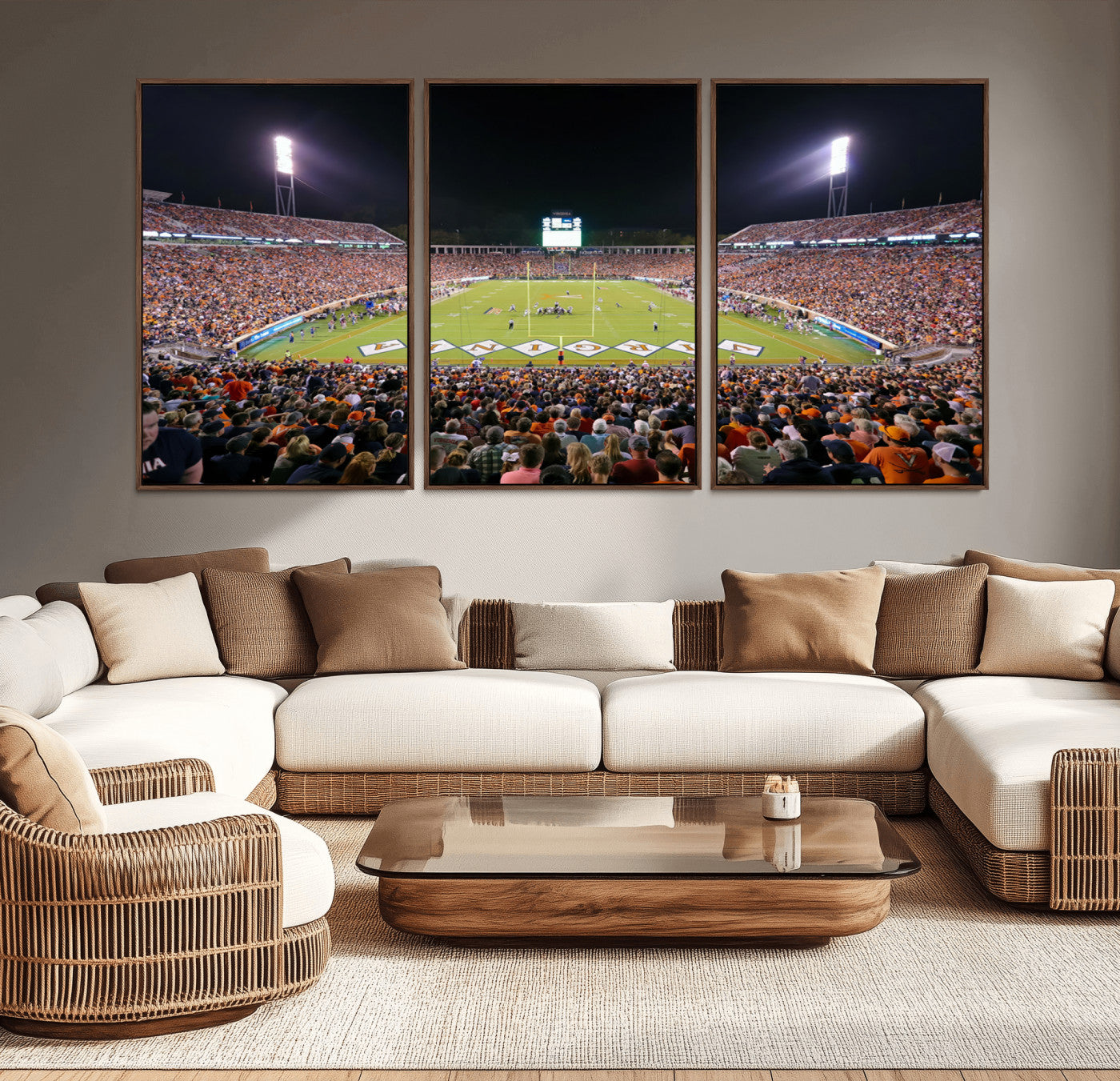 MGV-FC-60X30-3P - Virginia Cavaliers Football Team Print - Charlottesville Scott Stadium Wall Art Canvas Print