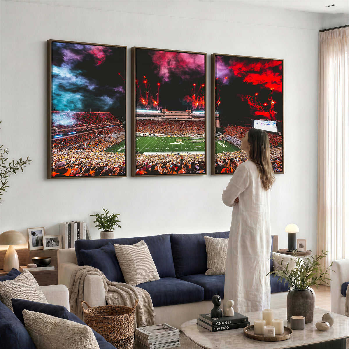 65761-MGV-CV-36X24 - Virginia Tech Hokies Football Team Print - Blacksburg Lane Stadium Wall Art Canvas Print