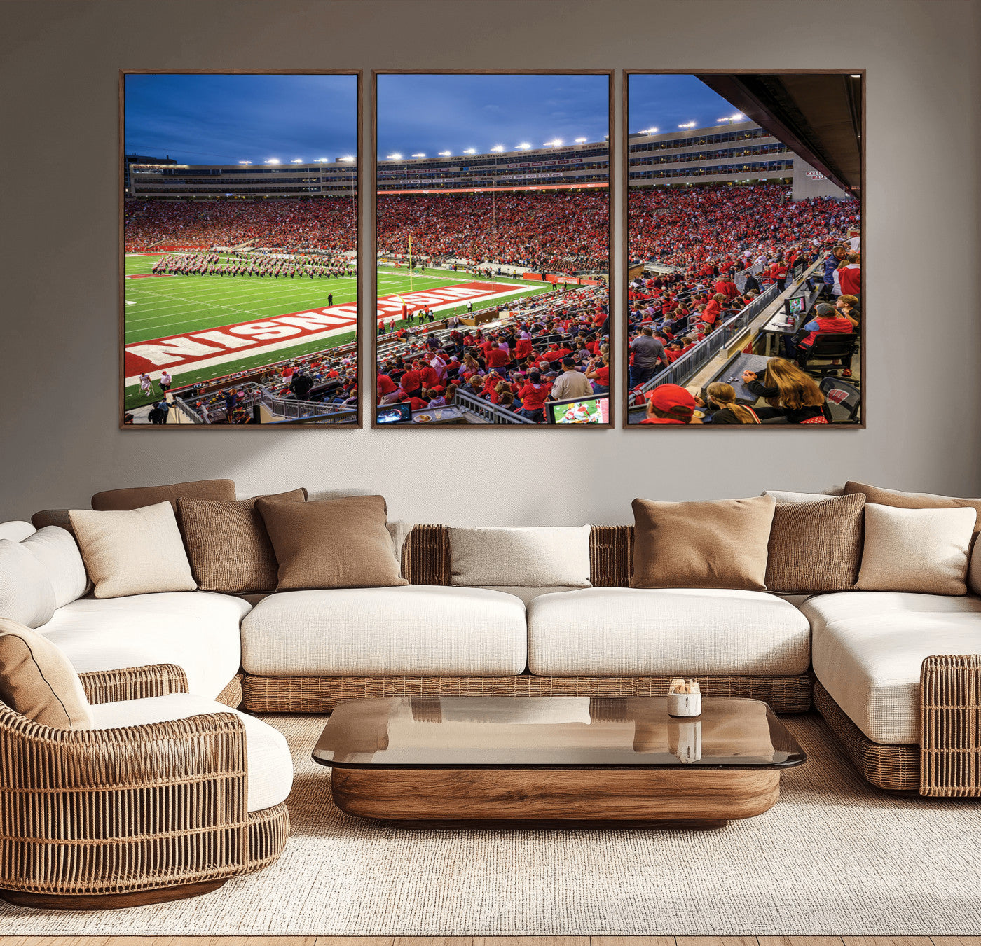 MGV-FC-60X30-3P - Wisconsin Badgers Football Team Print - Madison Camp Randall Stadium Wall Art, Wisconsin Badgers