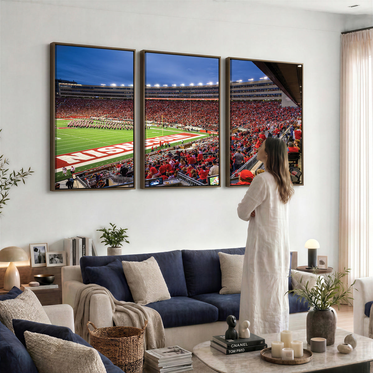 57601-MGV-CV-36X24 - Wisconsin Badgers Football Team Print - Madison Camp Randall Stadium Wall Art, Wisconsin Badgers