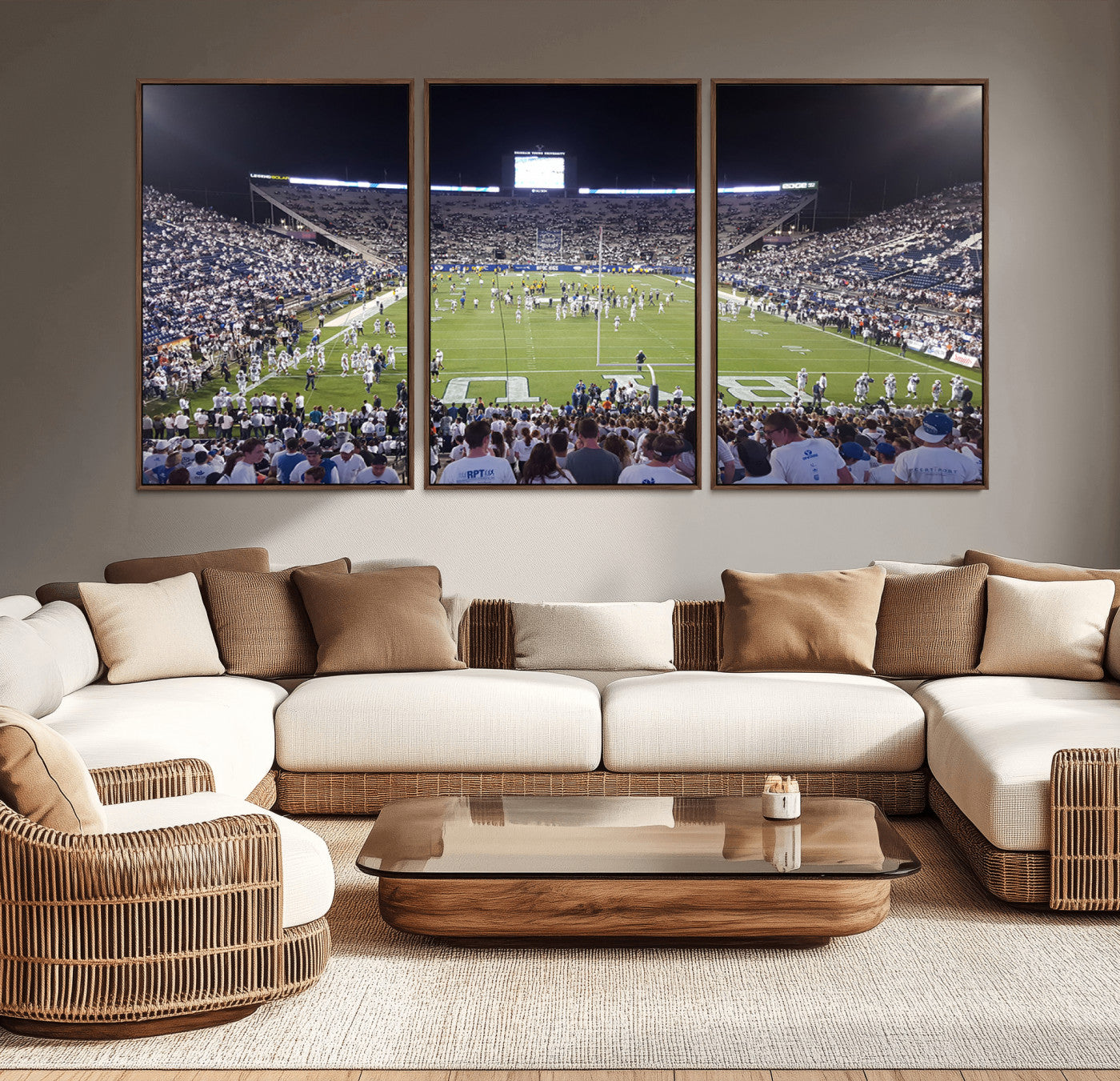 MGV-FC-60X30-3P - Brigham Young University Cougars Football Print Canvas - Provo LaVell Edwards Stadium Wall Art