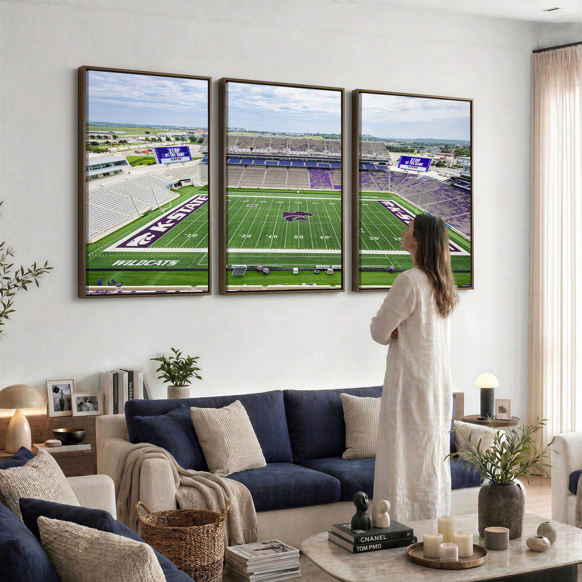 29452-MGV-CV-36X24 - KState Wildcats Football Team Print - Manhattan Bill Snyder Family Football Stadium Wall Art Canvas