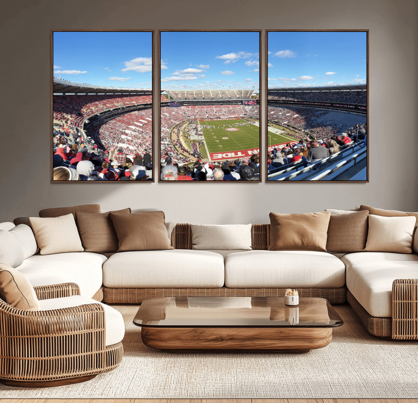 MGV-FC-60X30-3P - University of Alabama Crimson Tide Print Wall Art - Tuscaloosa Bryant-Denny Stadium Wall Art Canvas