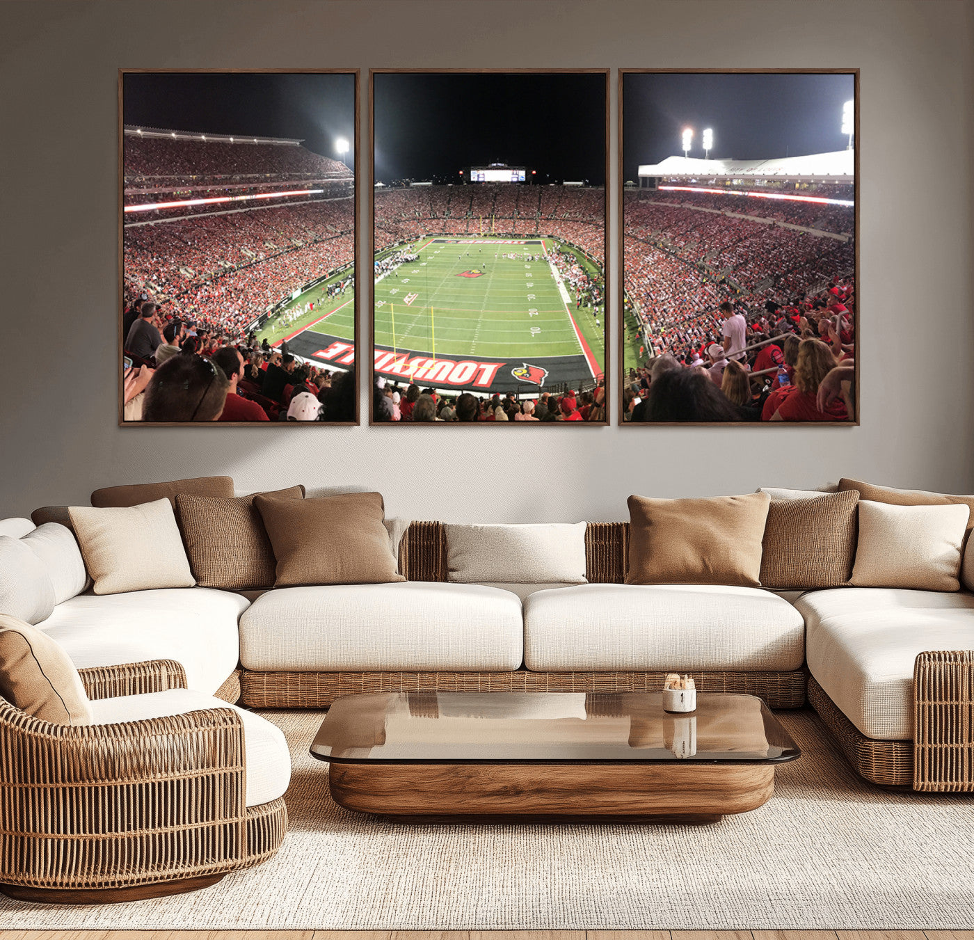 MGV-FC-60X30-3P - University of Louisville Cardinals Football Team Print - Louisville Cardinal Stadium Wall Art Canvas