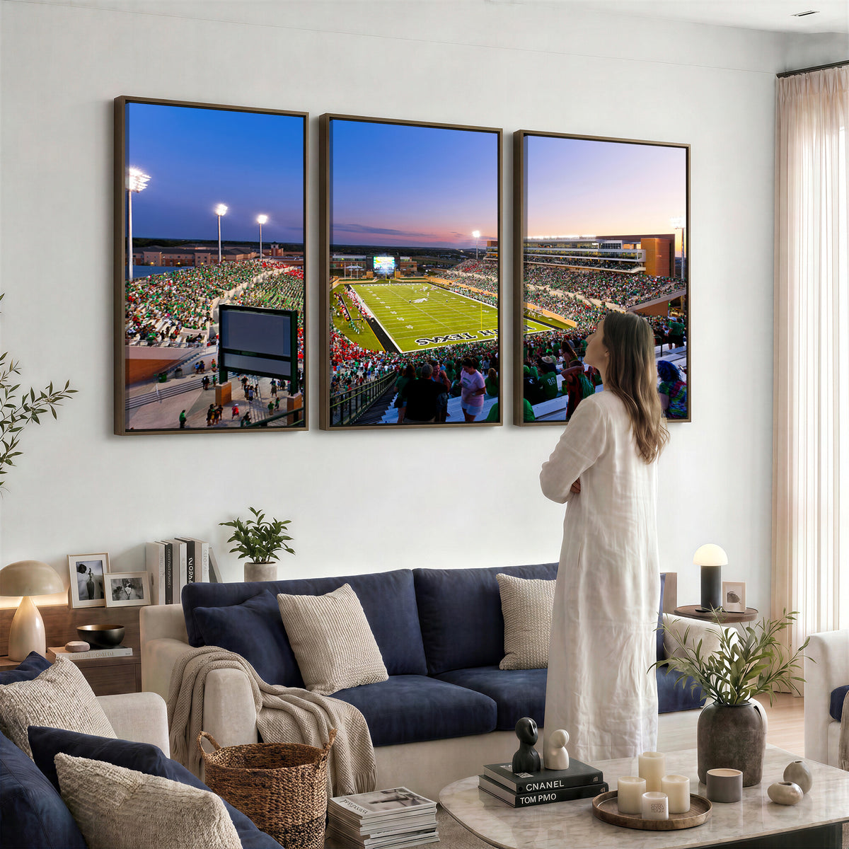 25916-MGV-CV-36X24 - University of North Texas Mean Green Football Team Print - Denton DATCU Stadium Canvas Print Wall