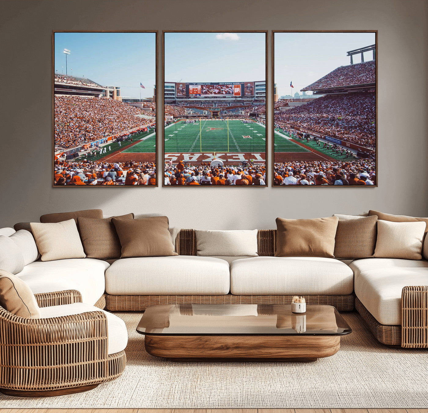 MGV-FC-60X30-3P - Framed Texas Memorial Stadium Canvas, University of Texas Longhorns Football Team Print - Austin