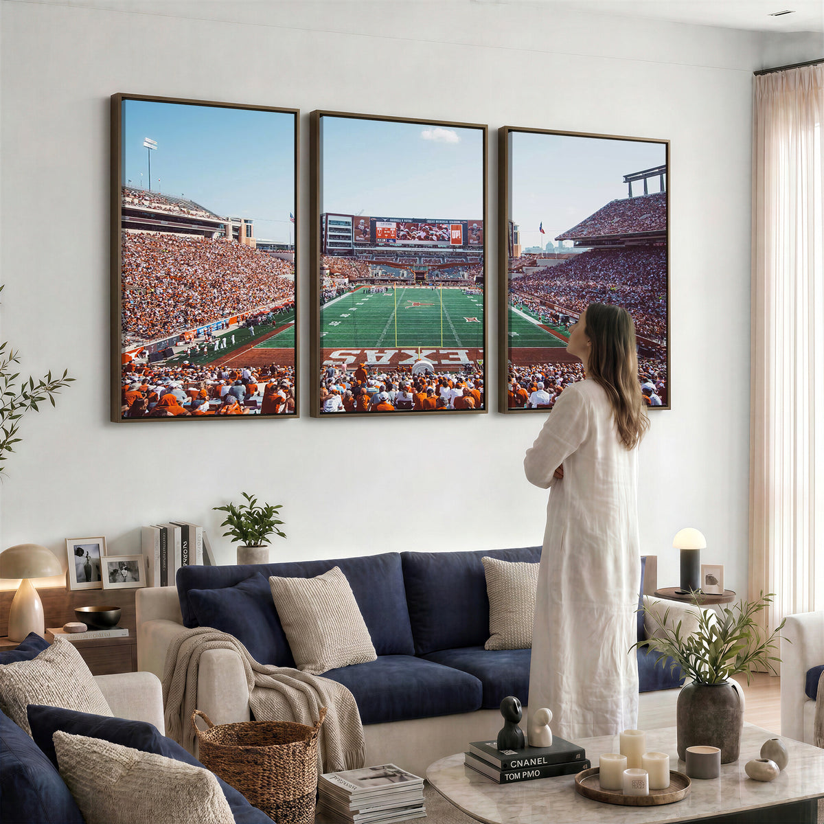 14826-MGV-CV-36X24 - Framed Texas Memorial Stadium Canvas, University of Texas Longhorns Football Team Print - Austin