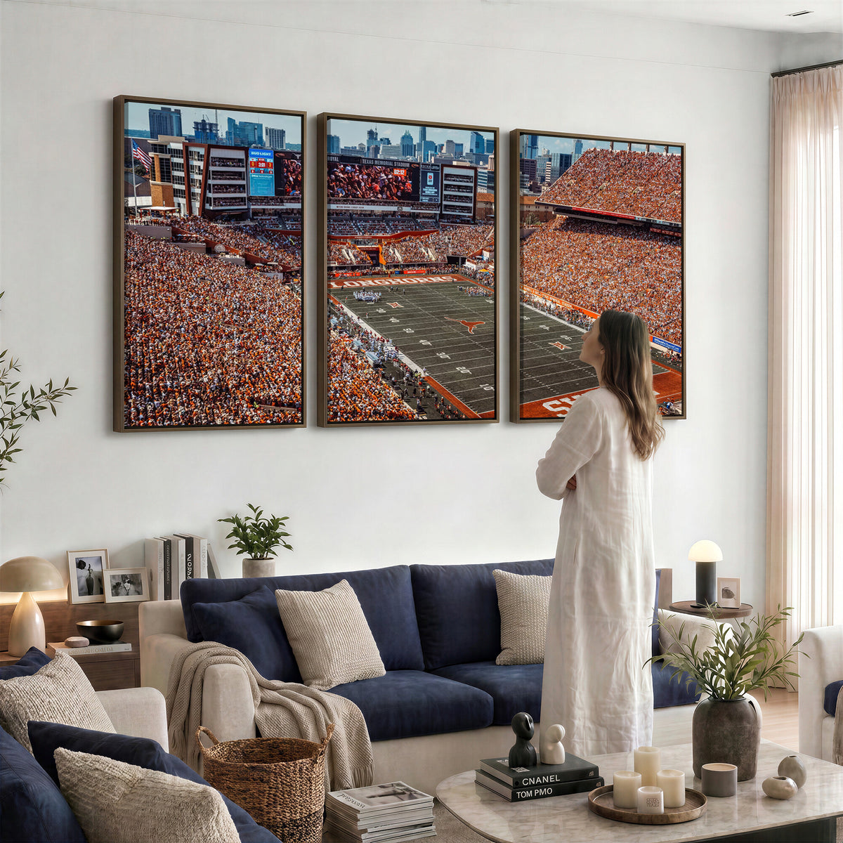 92103-MGV-CV-36X24 - University of Texas Longhorns Football Team Print - Austin Darrell K Royal-Texas Memorial Stadium