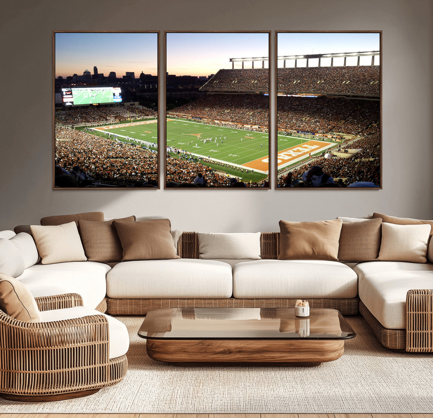 MGV-FC-60X30-3P - Darrell K Royal-Texas Memorial Stadium Canvas Wall Art - Texas Longhorns Football Match