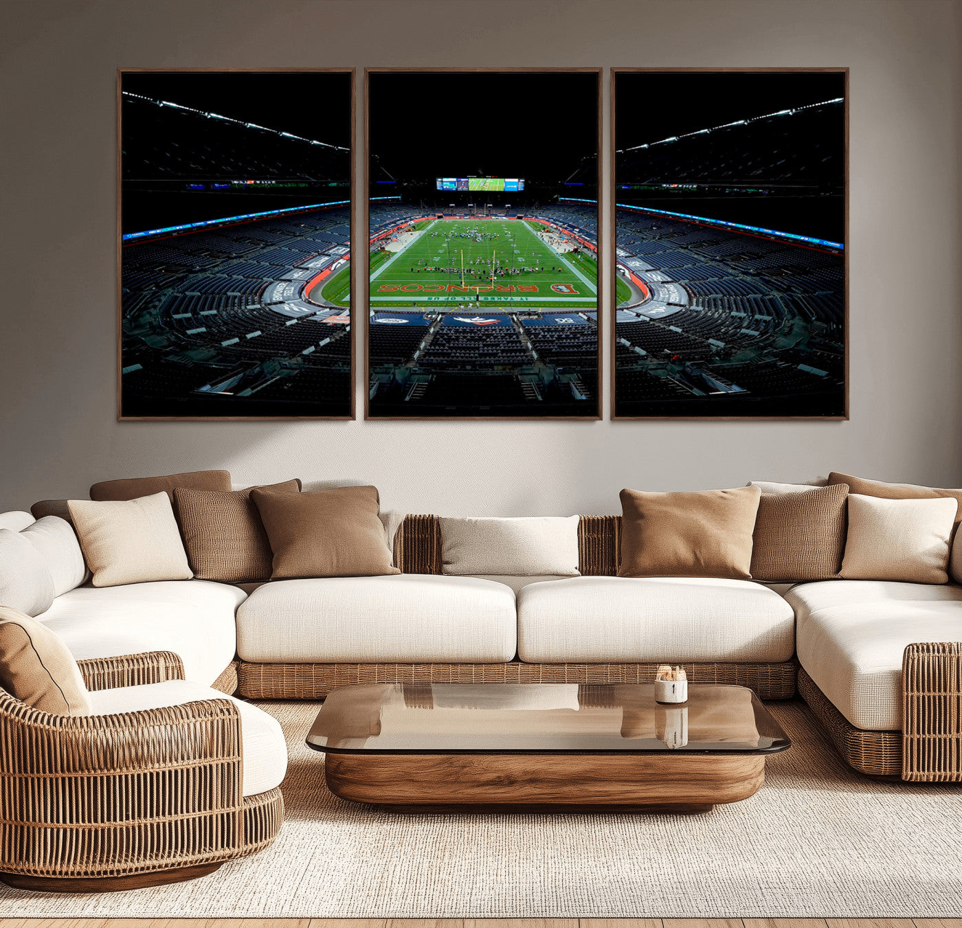 MGV-FC-60X30-3P - Denver Broncos Football Team Print Canvas- Denver Empower Field at Mile High Stadium Wall Art Canvas