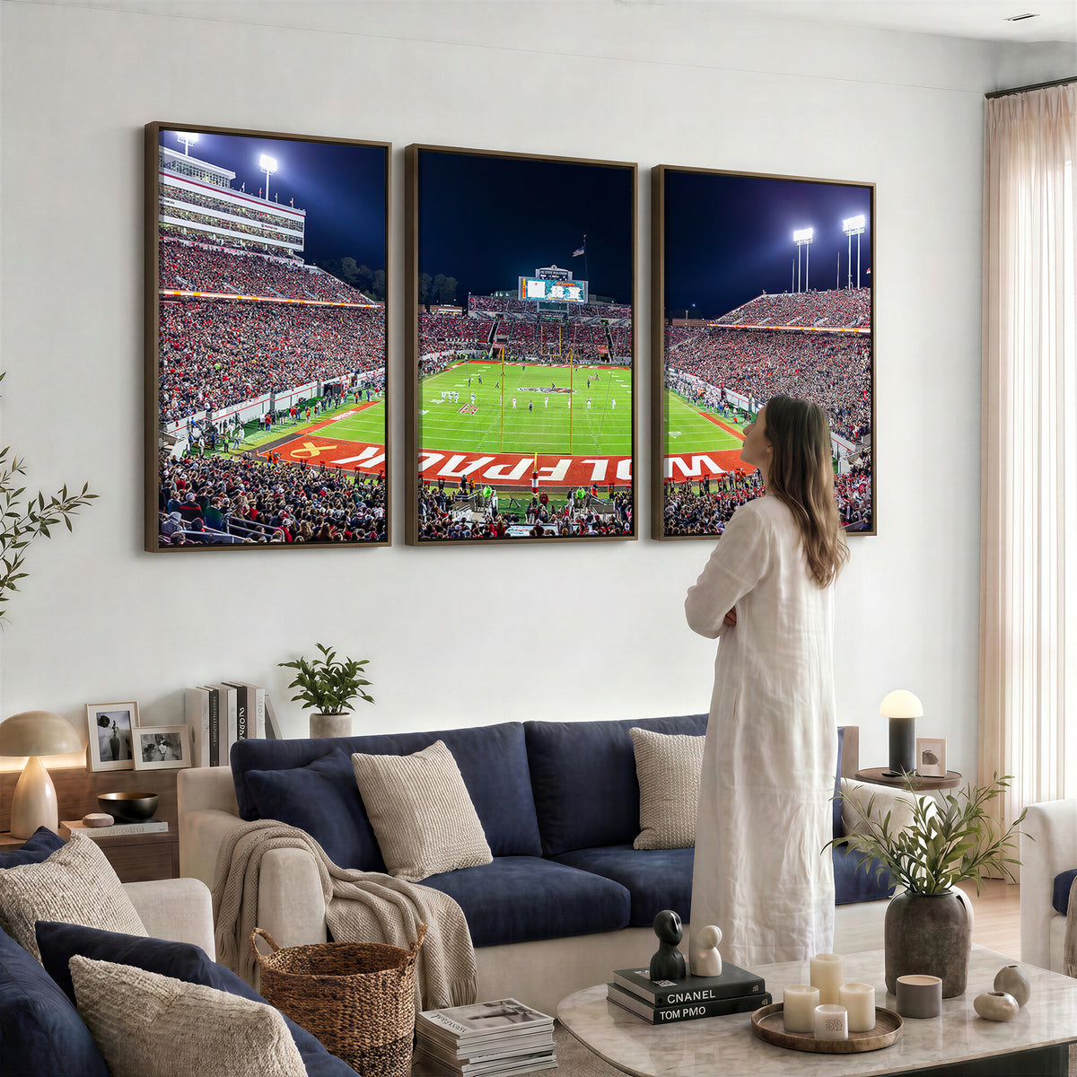 80943-MGV-CV-36X24 - Wolfpack Football Team Print - Raleigh Carter-Finley Stadium Wall Art Canvas Print