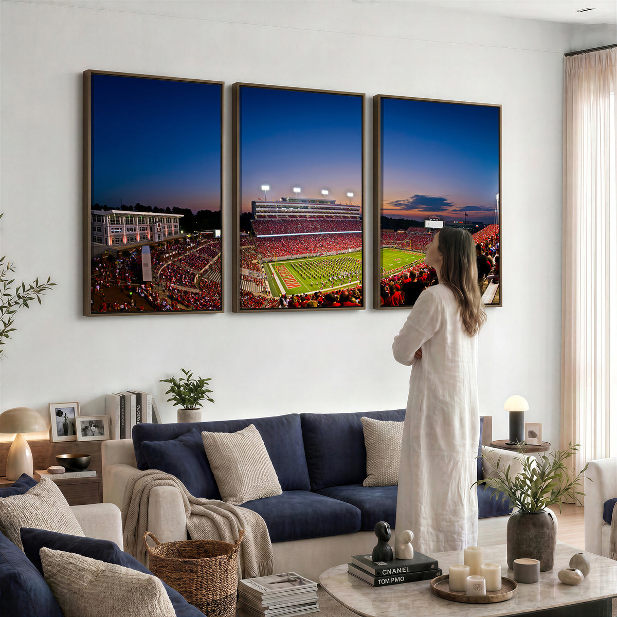 76202-MGV-CV-36X24 - Wolfpack Football Team Wall Art Print - Raleigh Carter-Finley Stadium Wall Art Canvas Print