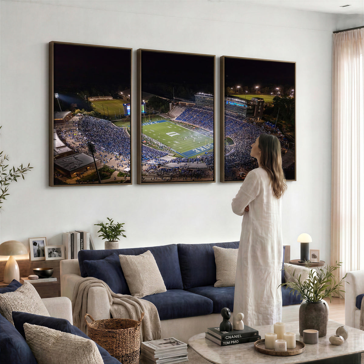 42347-MGV-CV-36X24 - Duke University Blue Devils Football Print Canvas - Durham Wallace Wade Stadium Wall Art Canvas