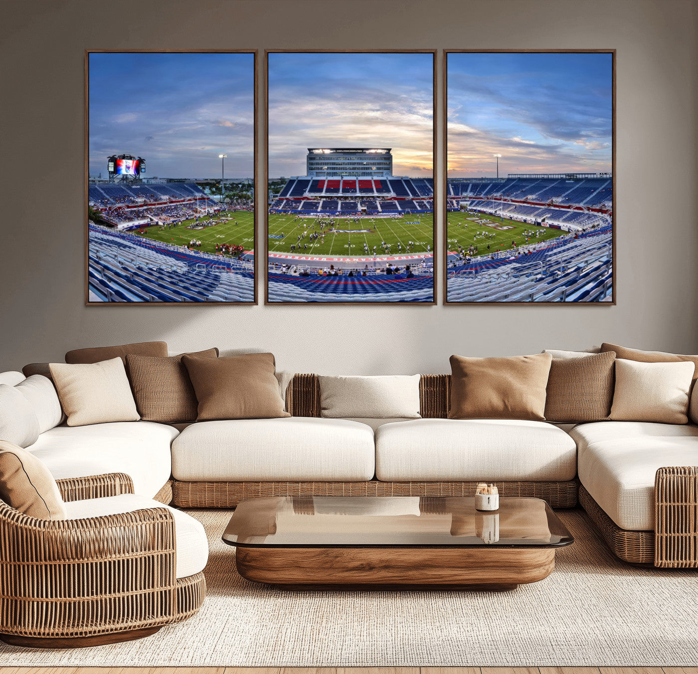 MGV-FC-60X30-3P - Florida Atlantic University Owls Football Team Print - Boca Raton FAU Stadium Wall Art Canvas Print