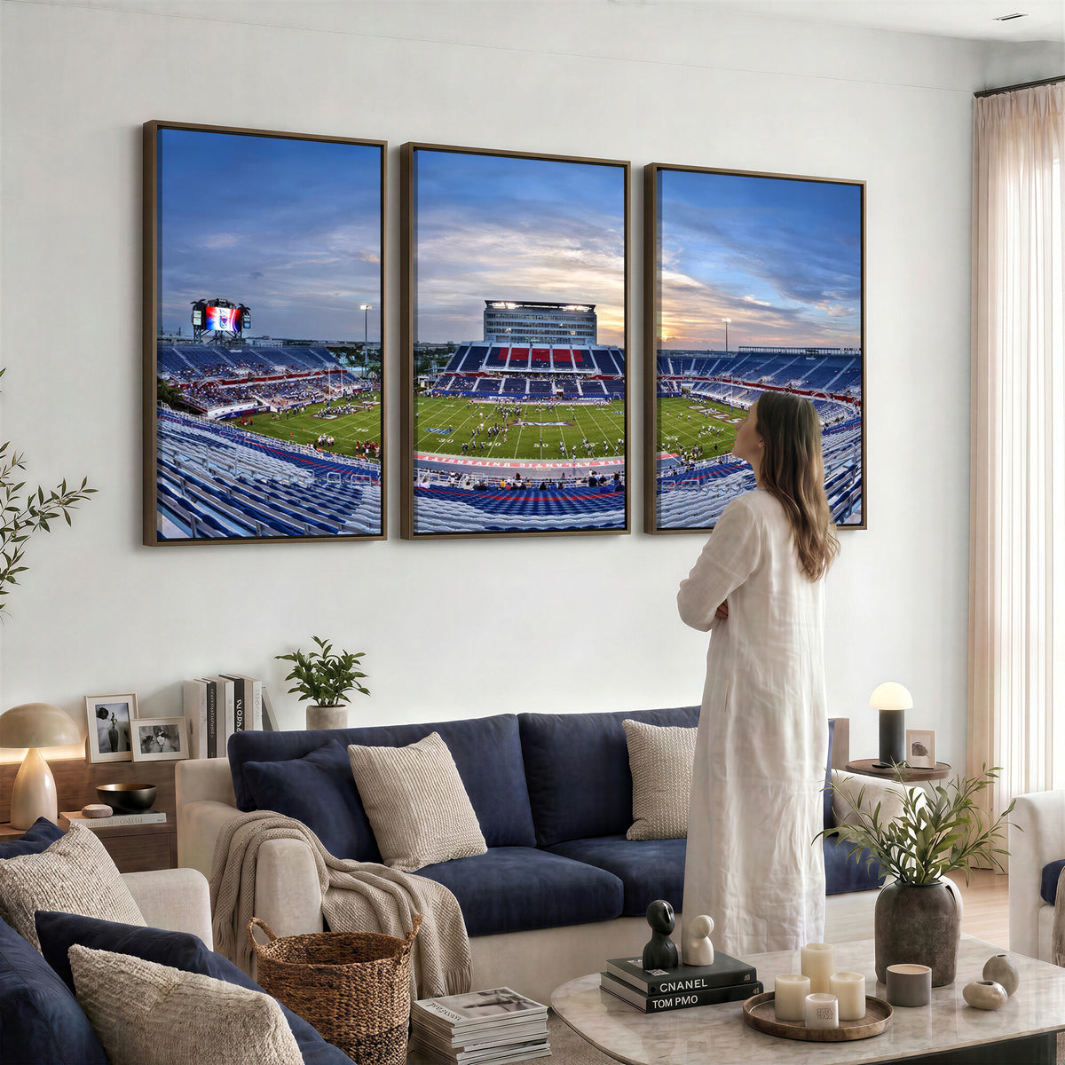 69559-MGV-CV-36X24 - Florida Atlantic University Owls Football Team Print - Boca Raton FAU Stadium Wall Art Canvas Print