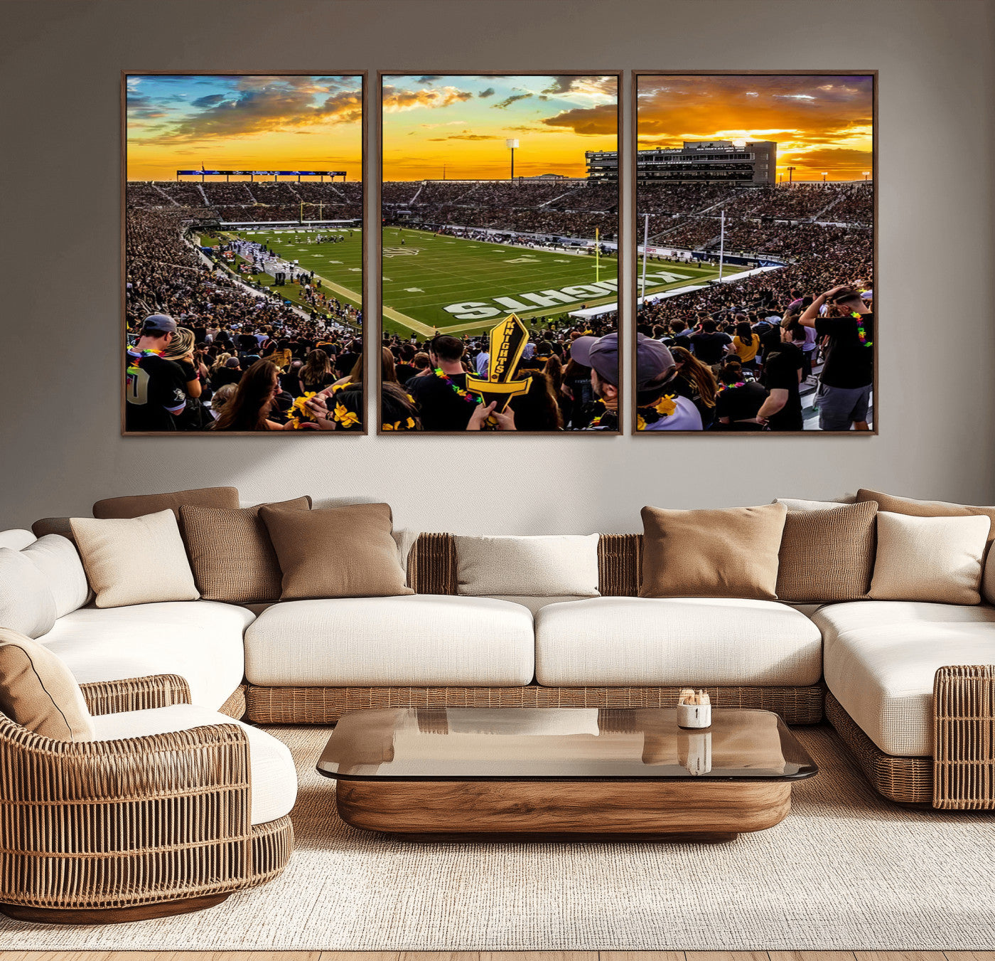 MGV-FC-60X30-3P - UCF Knights Football Team Print - Orlando FBC Mortgage Stadium, UCF Knights Wall Art Canvas Print