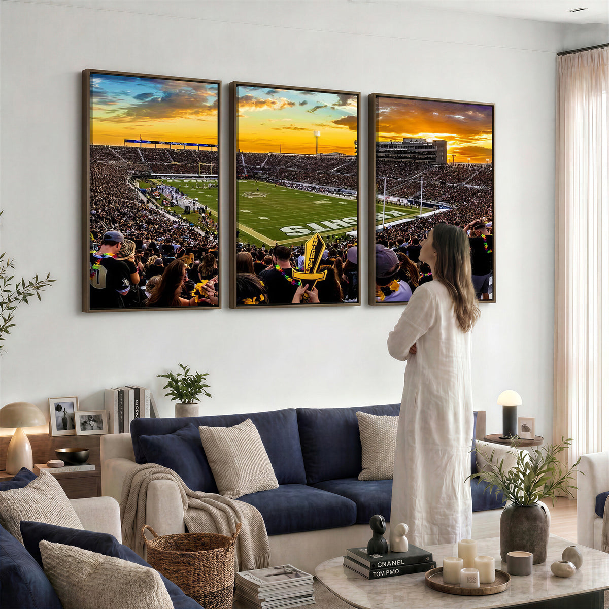 66803-MGV-CV-36X24 - UCF Knights Football Team Print - Orlando FBC Mortgage Stadium, UCF Knights Wall Art Canvas Print