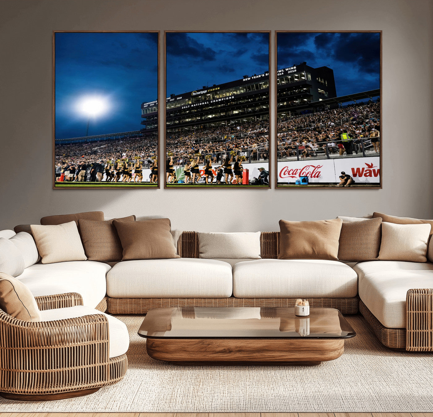 MGV-FC-60X30-3P - UCF Knights Football Team Print - Orlando FBC Mortgage Stadium Wall Art Canvas Print