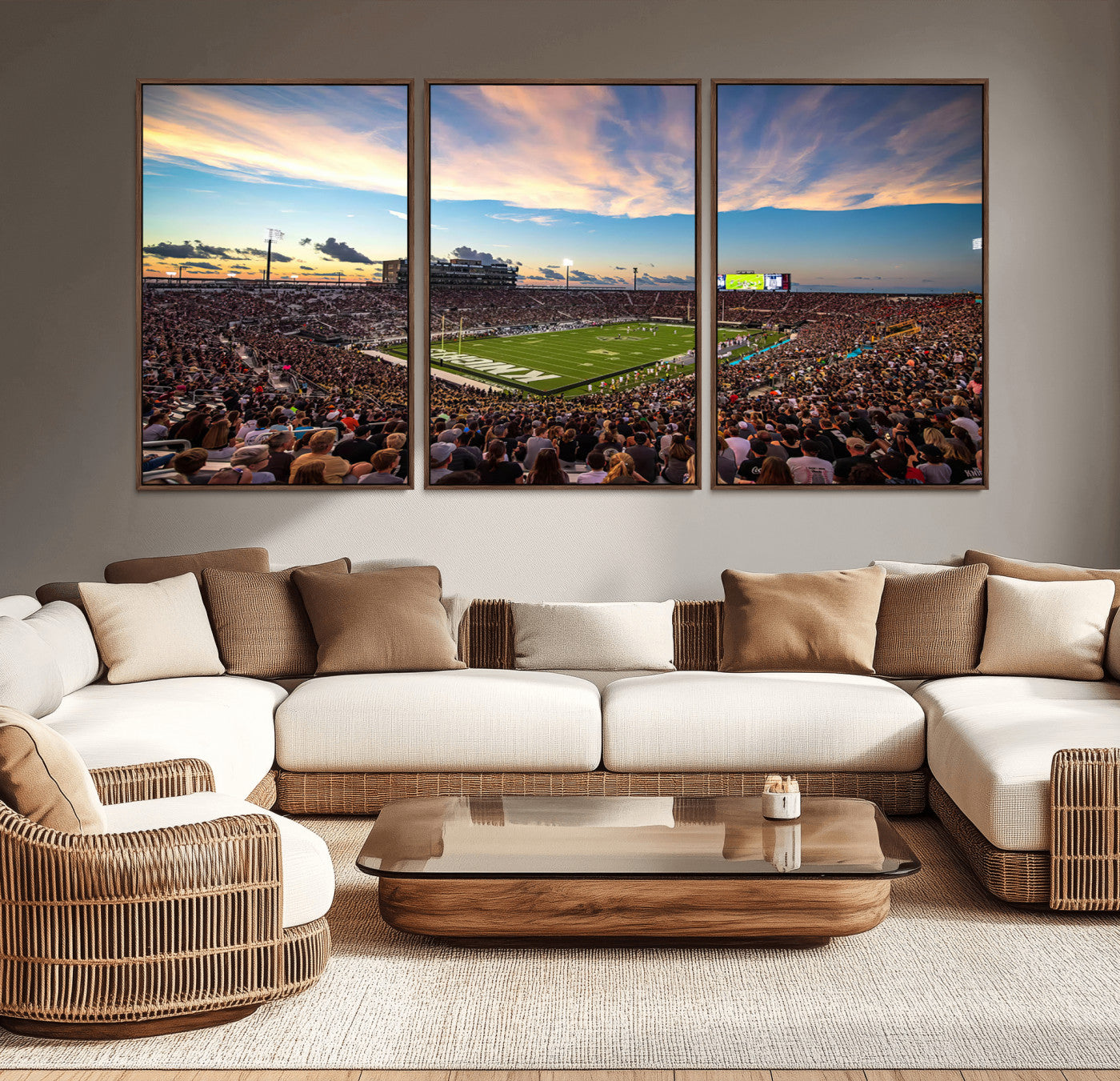 MGV-FC-60X30-3P - UCF Knights Football Team Print - Orlando FBC Mortgage Stadium Wall Art Canvas Print