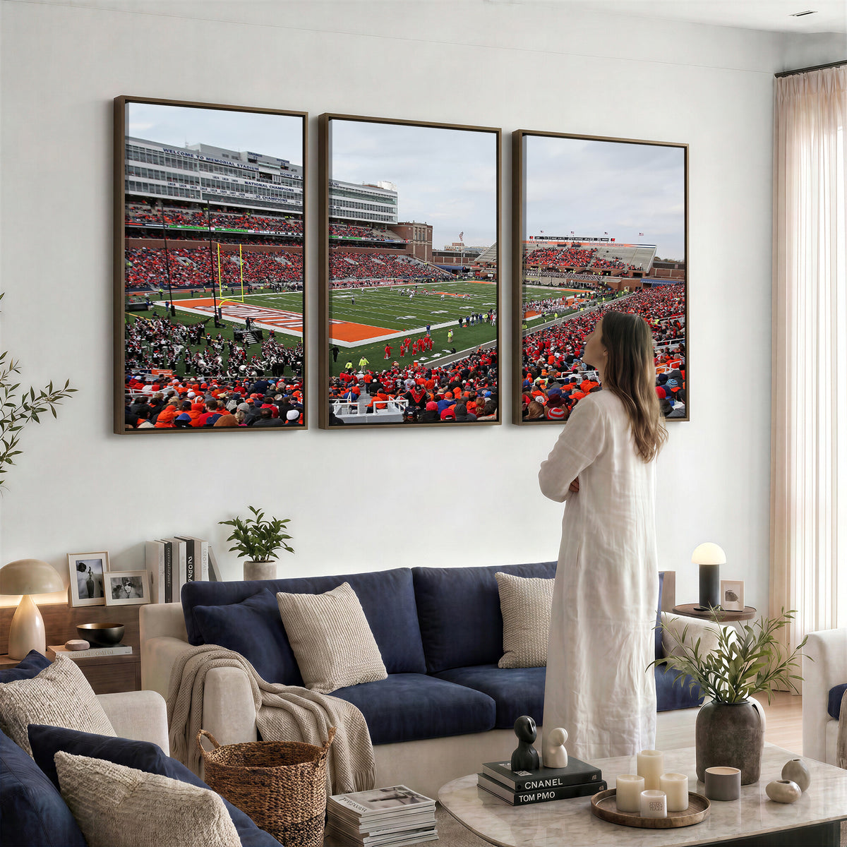 86851-MGV-CV-36X24 - University of Illinois Fighting Illini Football Team Print - Champaign Illinois Memorial Stadium