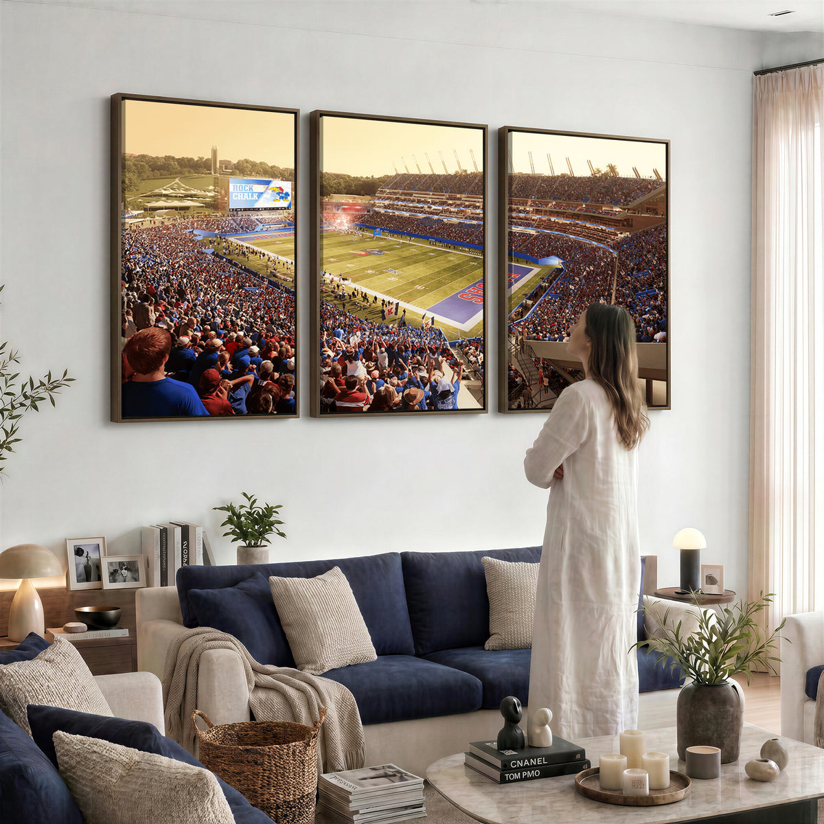 71731-MGV-CV-36X24 - University of Kansas Jayhawks Football Team Print - Lawrence Kansas Memorial Stadium Wall Art Canvas