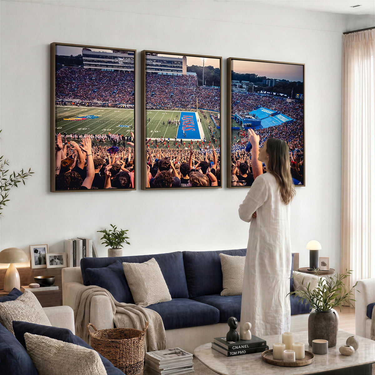 40169-MGV-CV-36X24 - University of Kansas Jayhawks Football Team Art Print - Lawrence Kansas Memorial Stadium Wall Art