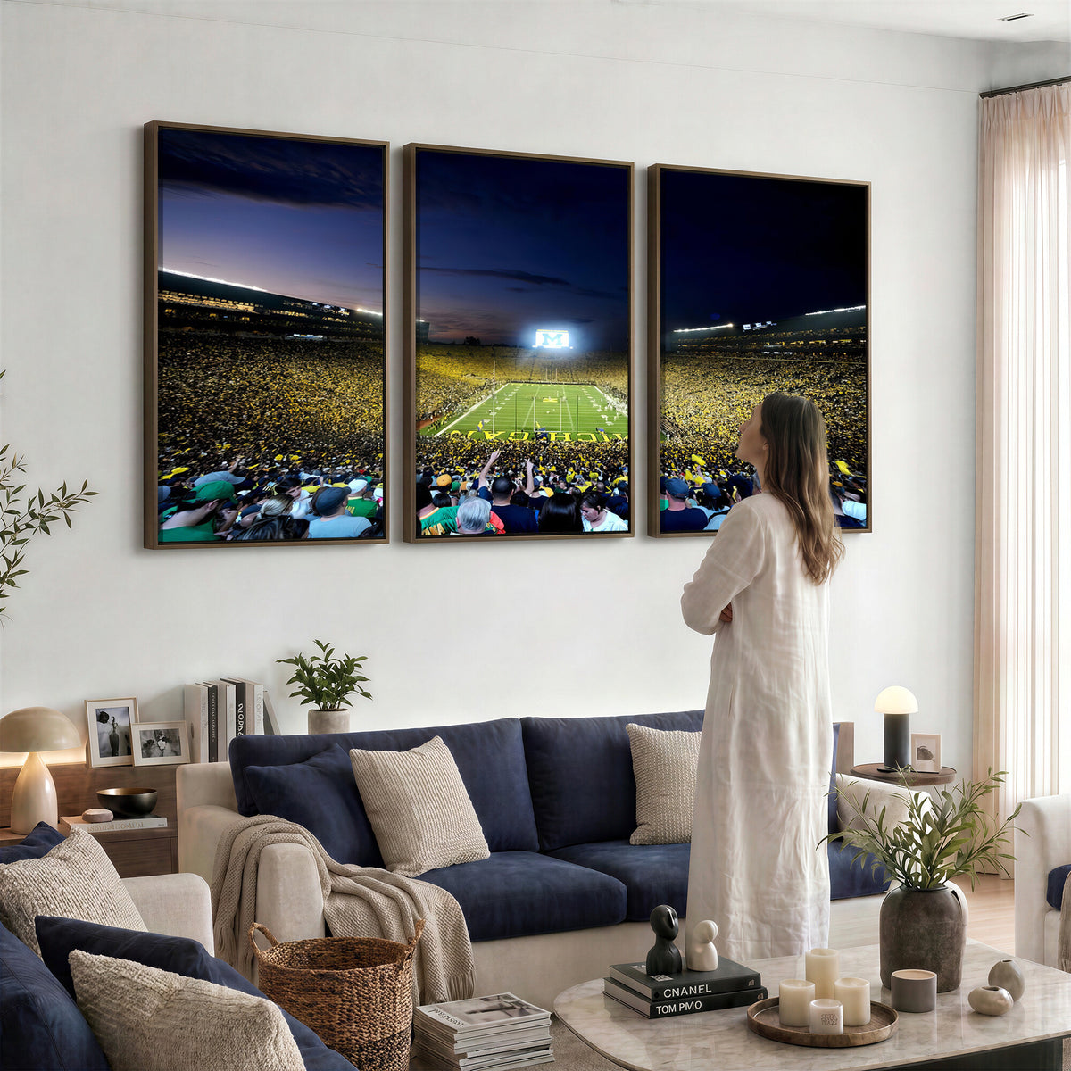 22115-MGV-CV-36X24 - University of Michigan Wolverines Football Team Print - Ann Arbor Michigan Stadium Canvas Print