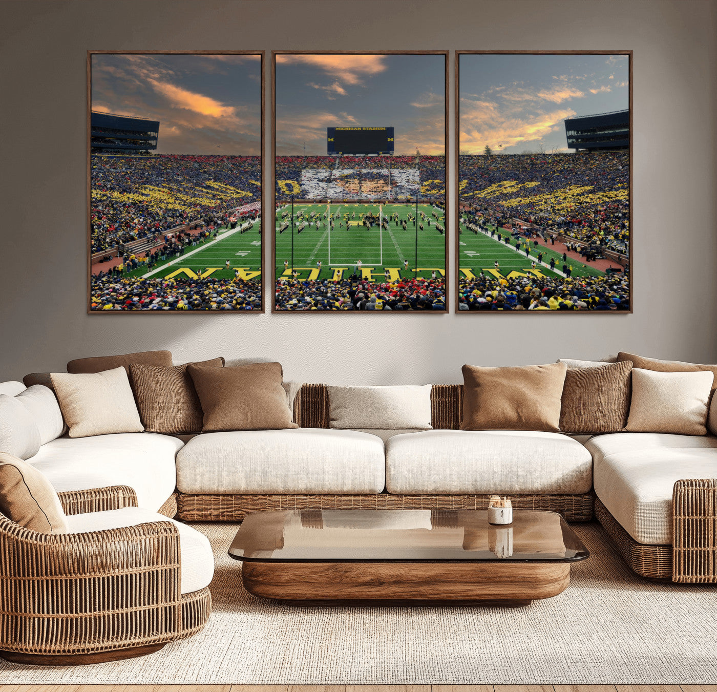 MGV-FC-60X30-3P - University of Michigan Wolverines Print Canvas, Football Team Print - Ann Arbor Michigan Stadium