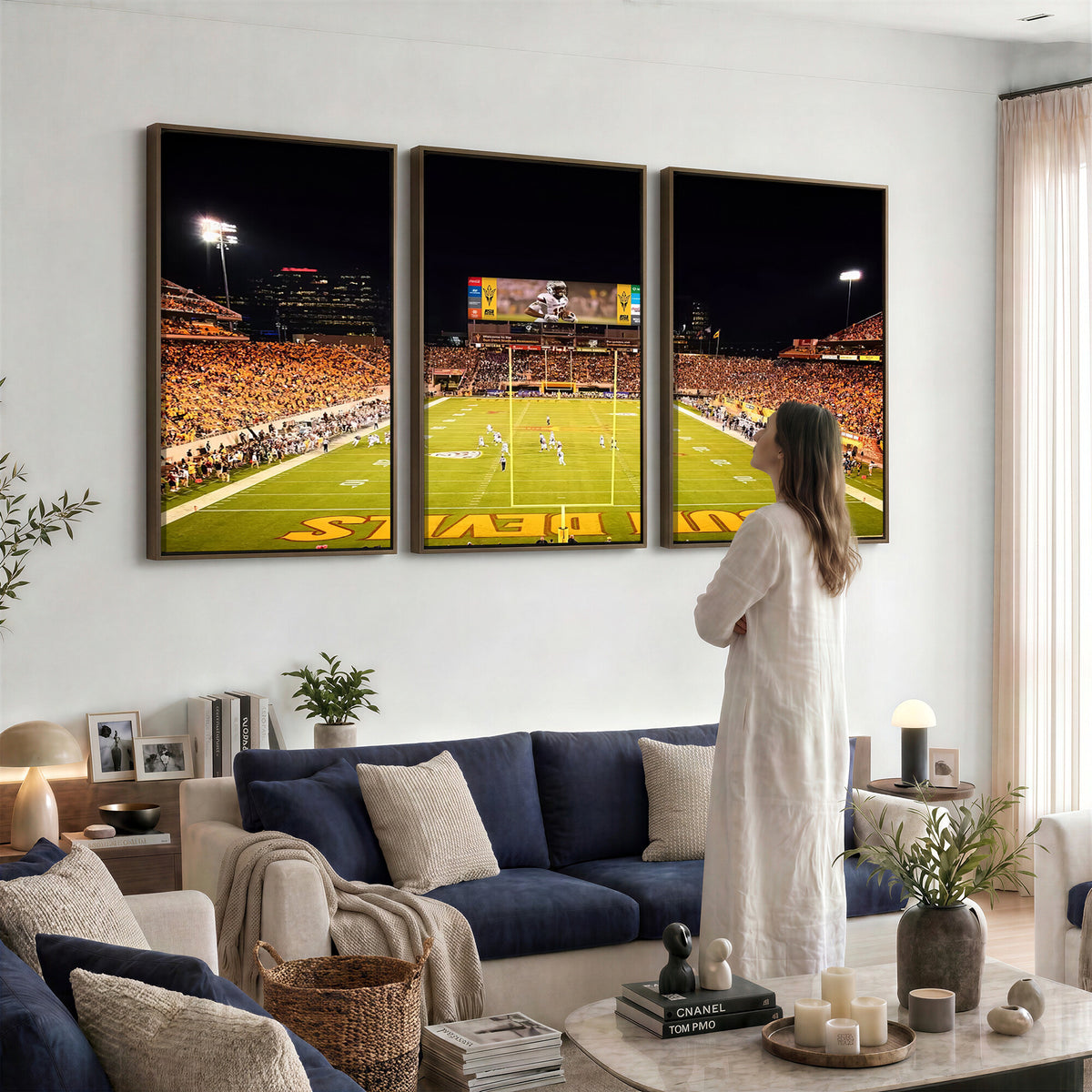 87612-MGV-CV-36X24 - ASU Sun Devils Football Team Print - Phoenix Mountain America Stadium Canvas Print
