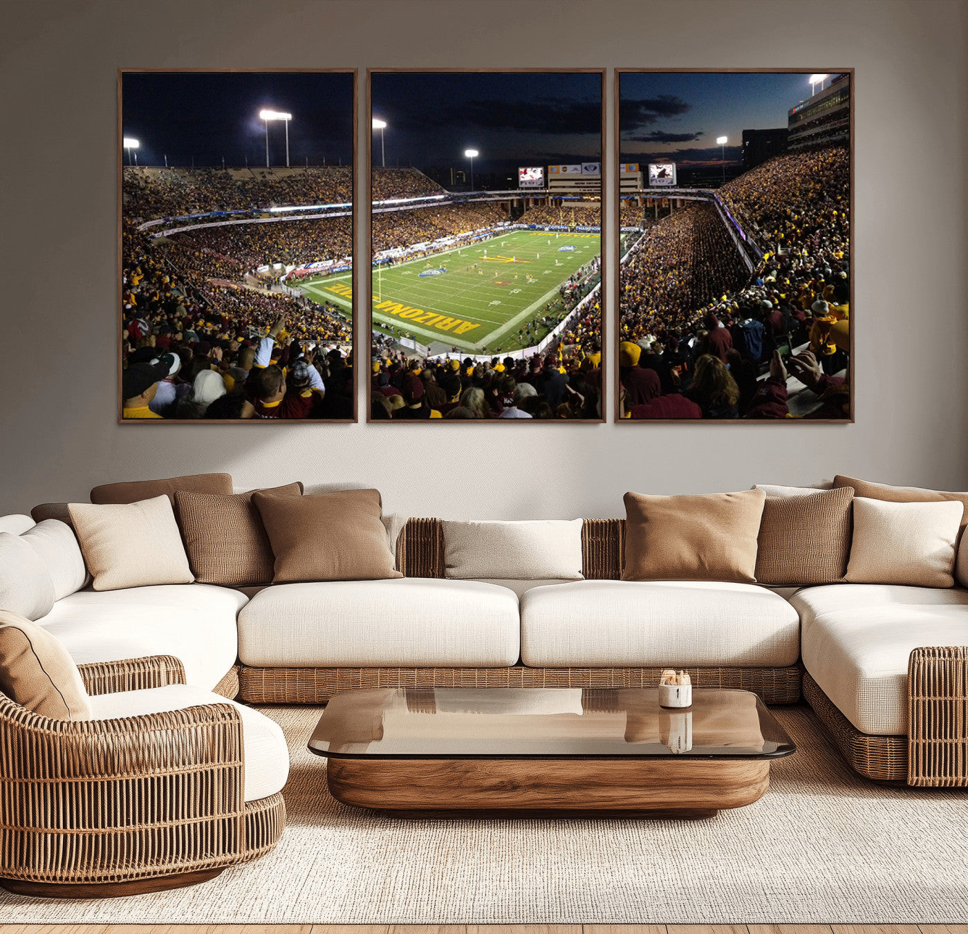 MGV-FC-60X30-3P - ASU Sun Devils Football Team Print Canvas - Phoenix Mountain America Stadium Wall Art Canvas Print