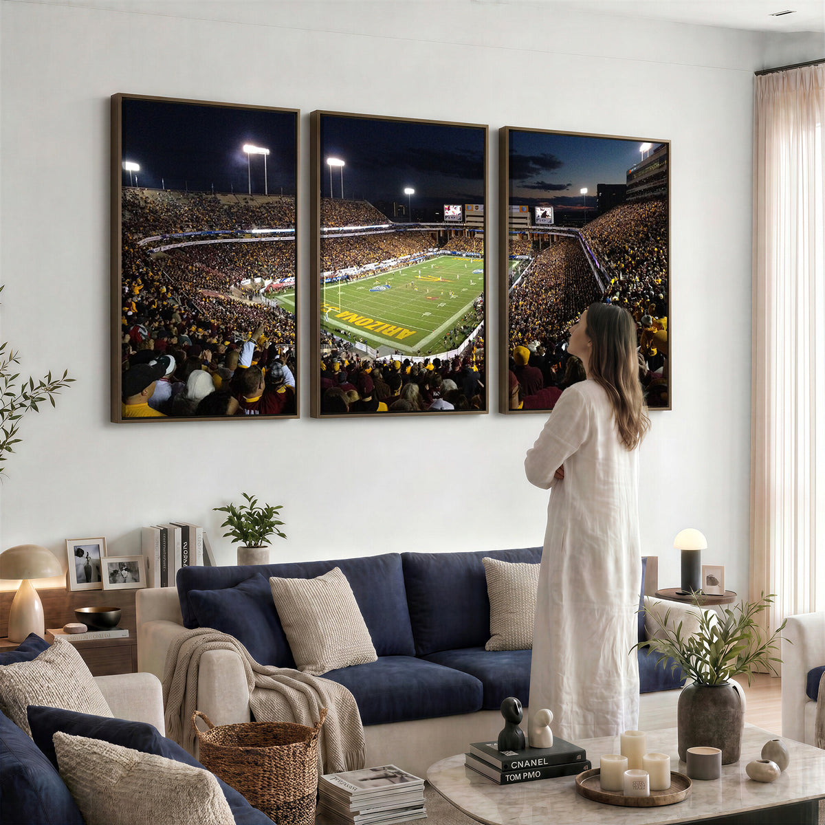 75716-MGV-CV-36X24 - ASU Sun Devils Football Team Print Canvas - Phoenix Mountain America Stadium Wall Art Canvas Print
