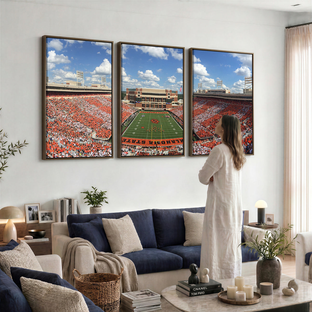 65192-MGV-CV-36X24 - Oklahoma State Cowboys Football Team Print - Stillwater Boone Pickens Stadium Wall Art Canvas Print