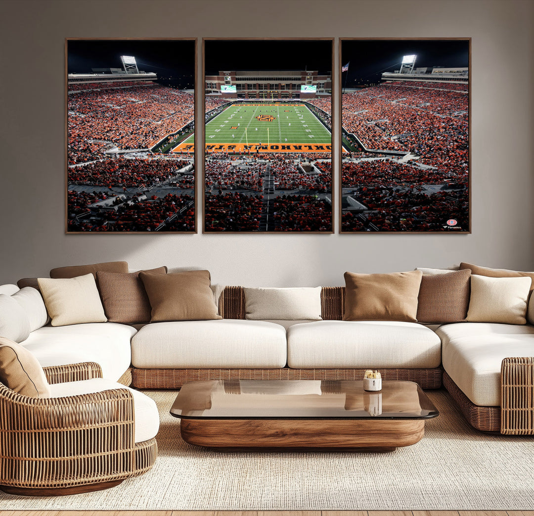 Oklahoma State Cowboys Canvas Print, Football Team Print - Stillwater Boone Pickens Stadium Wall Art Canvas Print