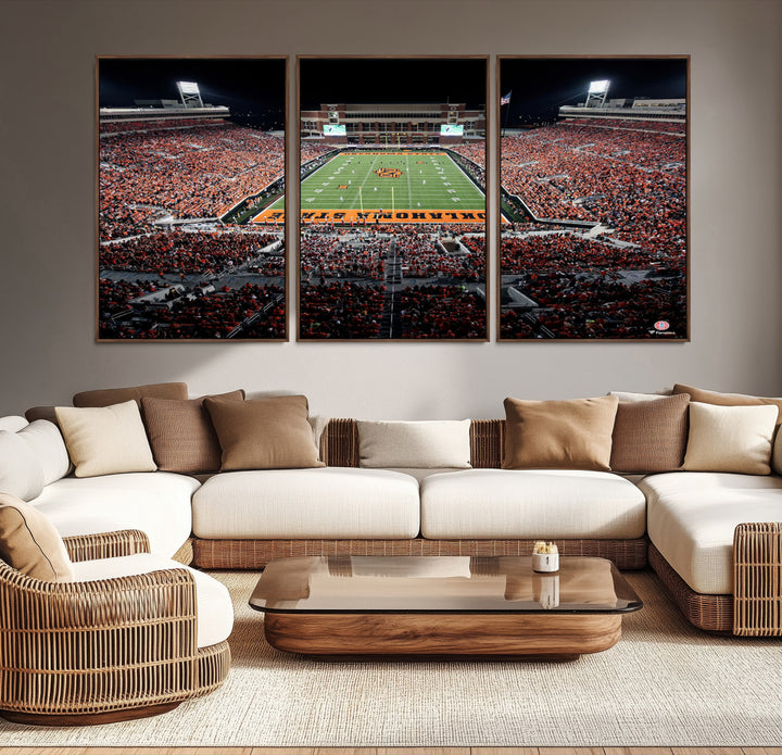 Oklahoma State Cowboys Canvas Print, Football Team Print - Stillwater Boone Pickens Stadium Wall Art Canvas Print