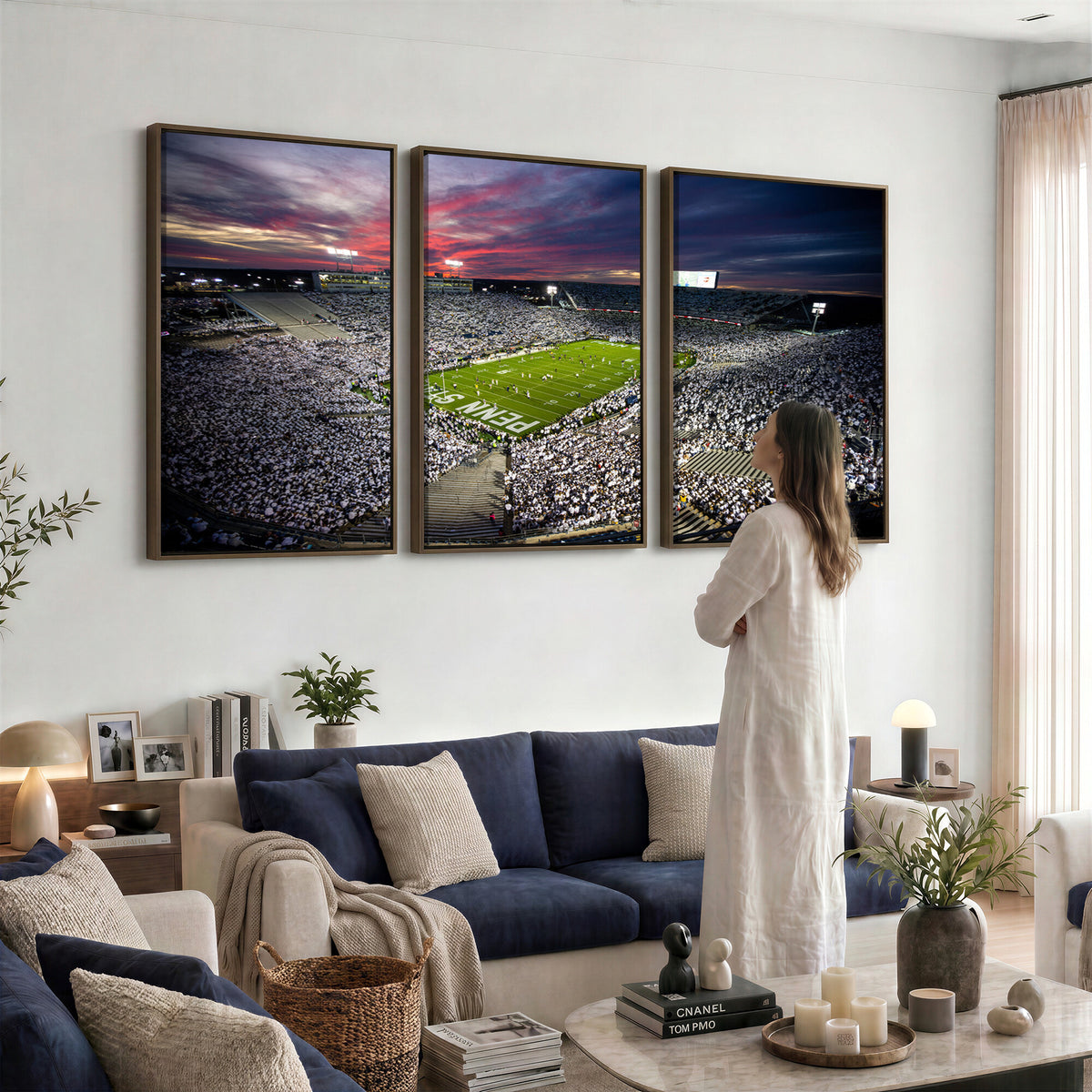 37304-MGV-CV-36X24 - Penn State Nittany Lions Football Team Print - University Park Beaver Stadium Art Canvas Print