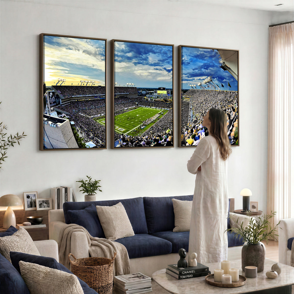 23788-MGV-CV-36X24 - Framed USF Bulls Football Team Print - Tampa Raymond James Stadium Wall Art Canvas Print