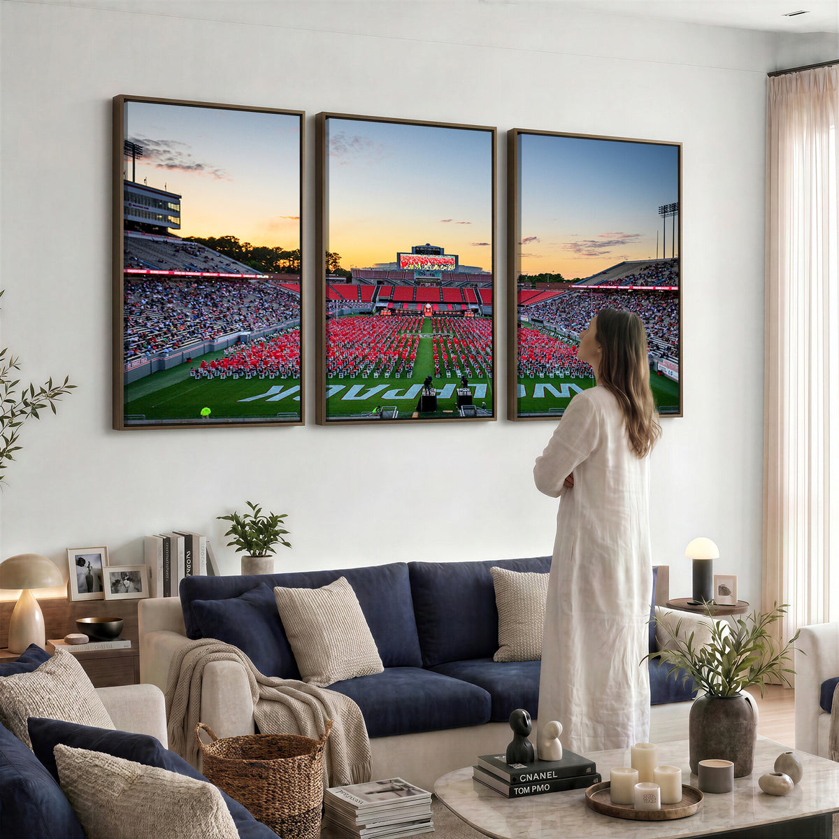 35266-MGV-CV-36X24 - NC State Wolfpack Football Team Print Wall Art - Raleigh Carter-Finley Stadium Wall Art Canvas Print