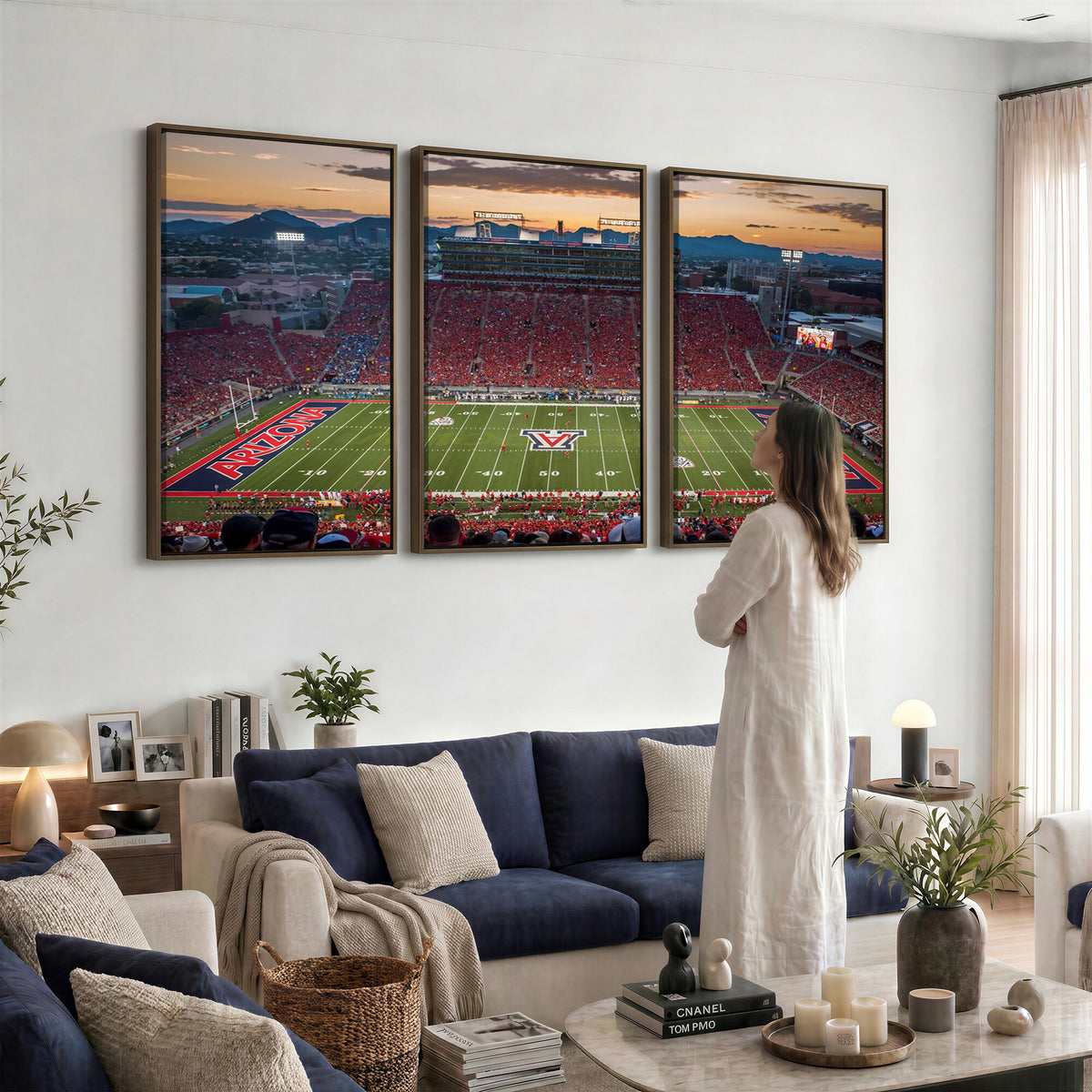 99722-MGV-CV-36X24 - Framed Arizona Wildcats Football Team Print - Tucson Arizona Stadium Wall Art Canvas Print