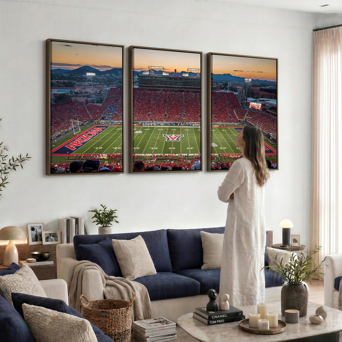 45563-MGV-CV-36X24 - Arizona Wildcats Football Team Print - Tucson Arizona Stadium Wall Art Canvas Print
